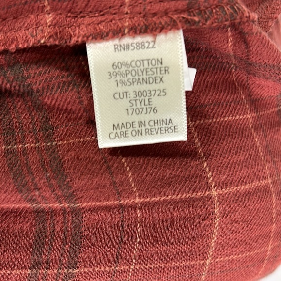 Max Studio Cotton Plaid Feminine Blouse Size S Brown Ruffles Empire Sleeve - Picture 9 of 11